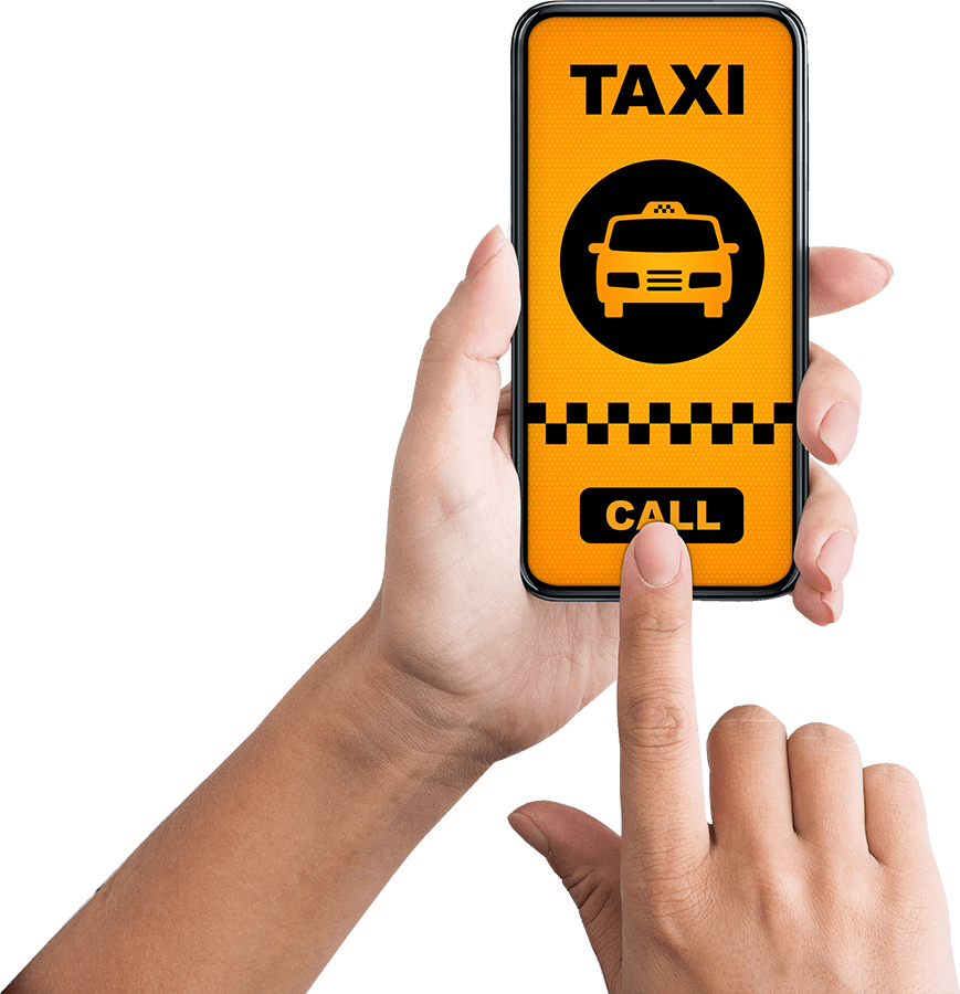 Foto mockup móvil con taxis